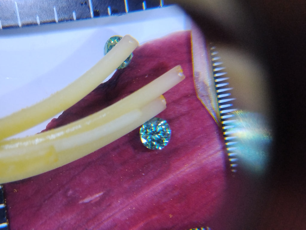 Set of elegant 14k solid gold pendants with 3mm lab Moissanite stones, from RoughDiamondsByMr fine jewelry collection.