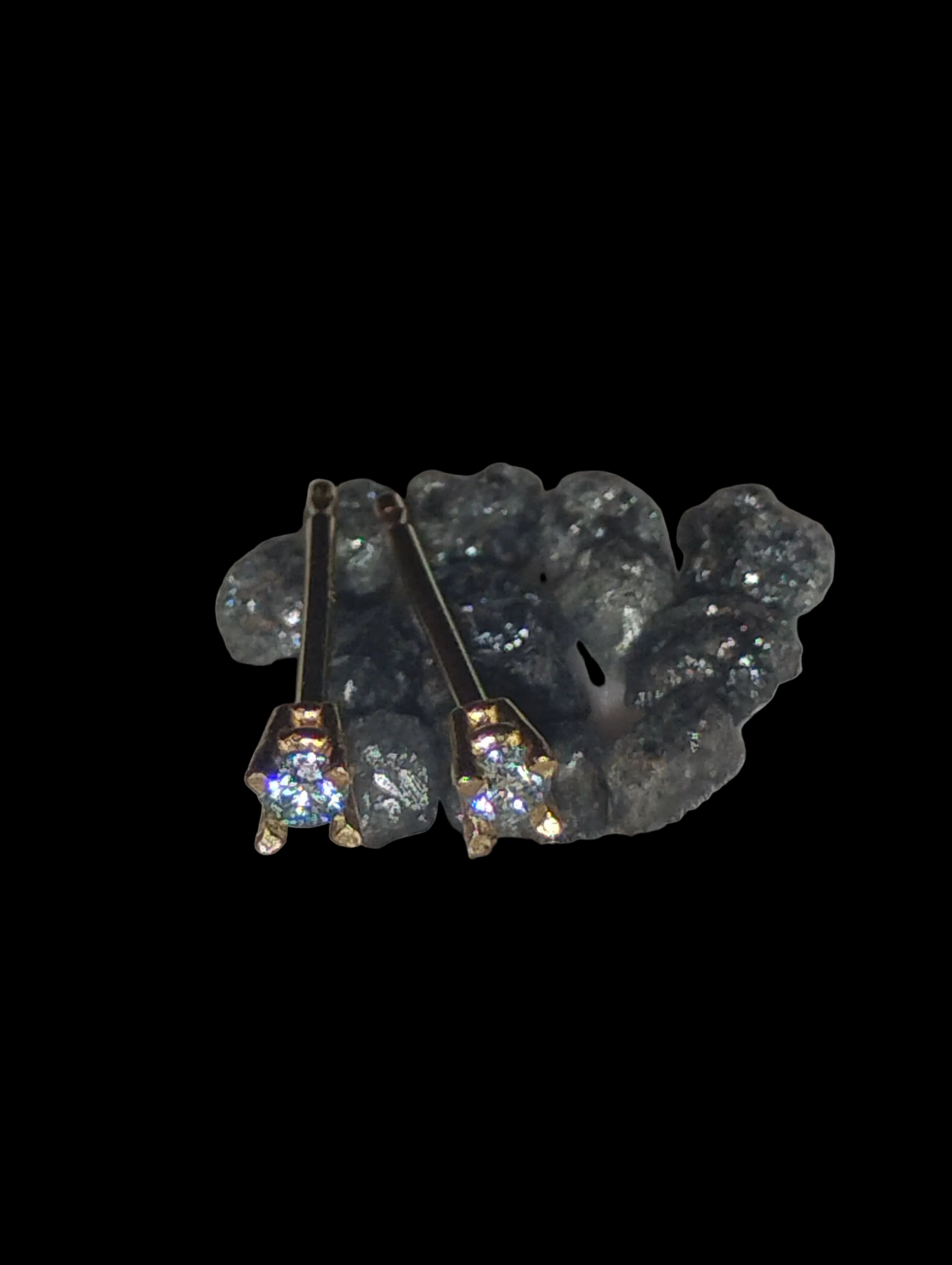 14k Solid Gold 2mm Light Blue Moissinite Earring Set