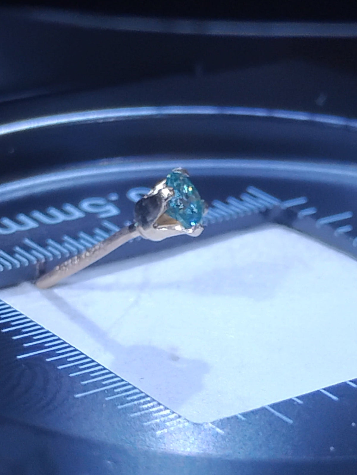 14k gold filled stud earrings with 3mm light blue lab moissanite gemstones from RoughDiamondsByMr.