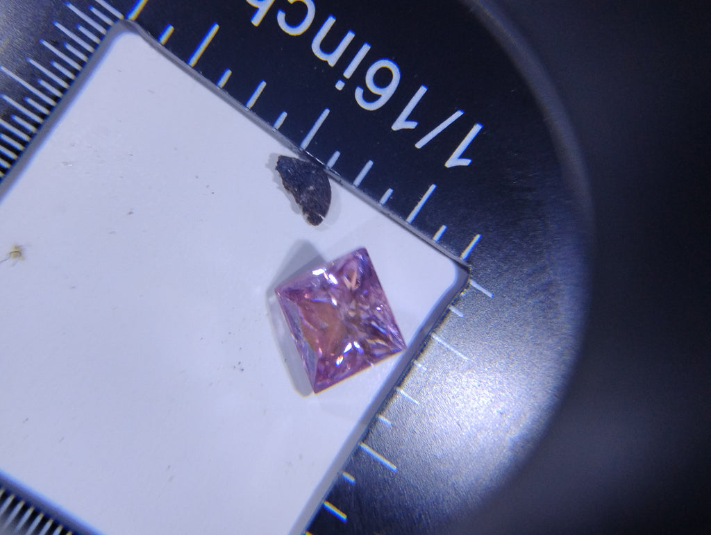 Pink princess cut moissanite pendant in 925 sterling silver with natural rough diamond accent, custom jewelry by RoughDiamondsByMr
