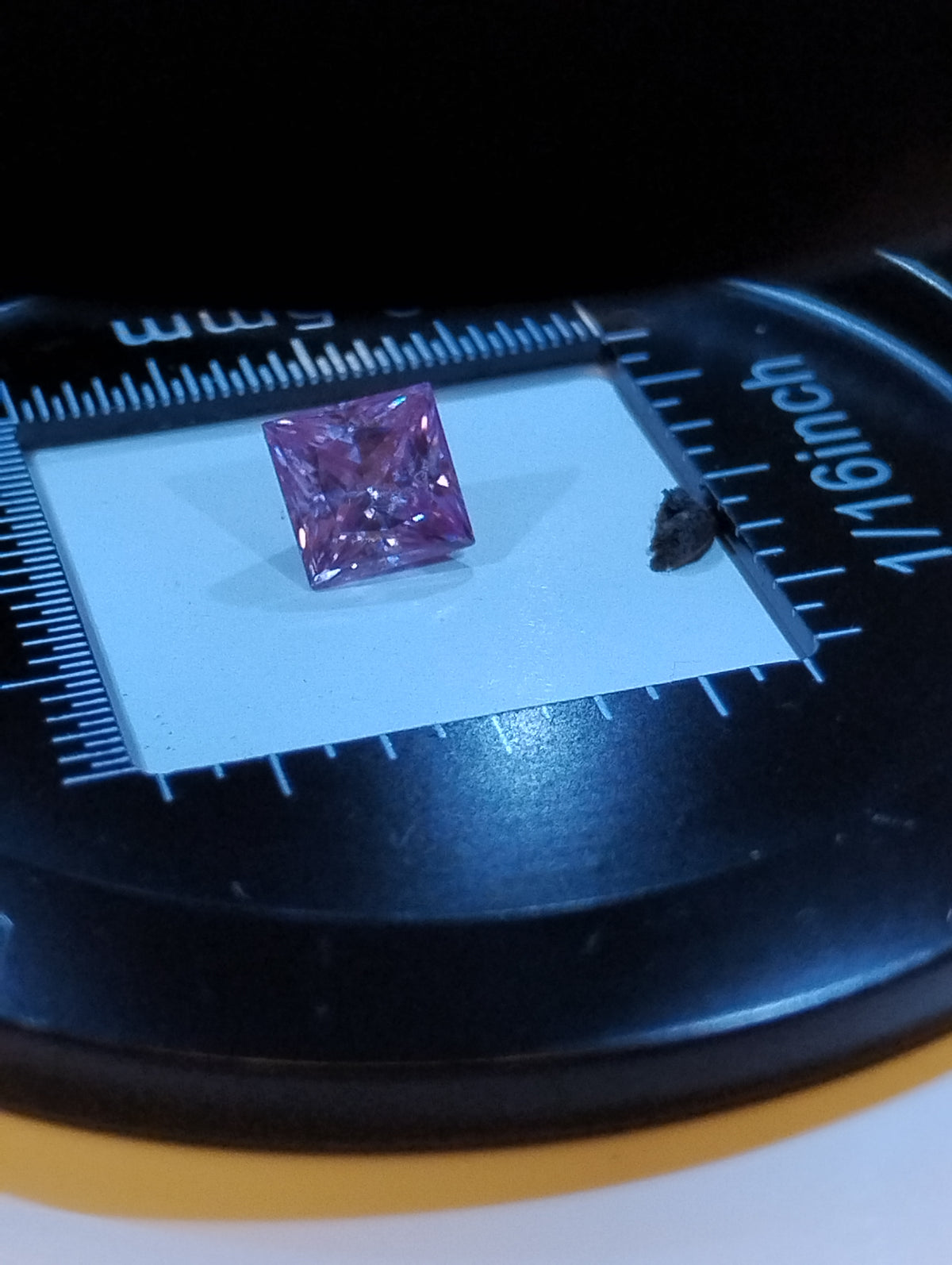 Pink princess cut moissanite pendant in 925 sterling silver with natural rough diamond accent, custom jewelry by RoughDiamondsByMr.