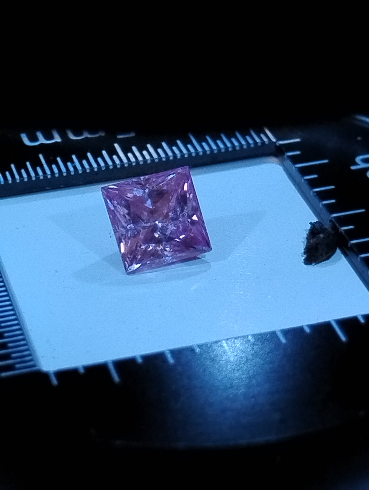 Pink princess cut moissanite pendant in 925 sterling silver with a free natural rough diamond, custom jewelry by RoughDiamondsByMr.