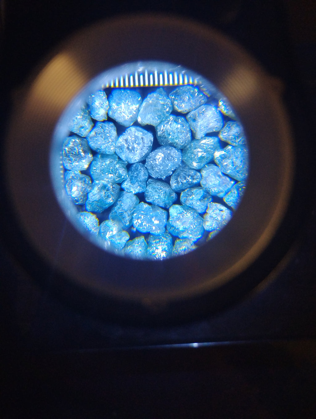 9 carats of natural uncut blue diamonds in a rough gemstone lot, showcasing raw, unpolished loose gemstones by Rough Diamonds by Mr.